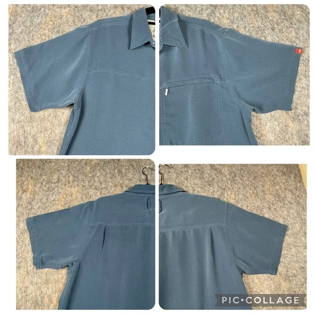 The North Face Men's Blue Button Up Short Sleeve Outdoor Activewear Shirt - Sz L